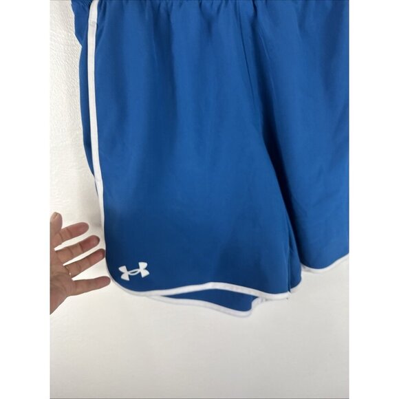 Under Armour Women's S Activewear Running Sretch Shorts Blue EUC Inseam 6.25" - Picture 3 of 11